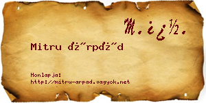 Mitru Árpád névjegykártya